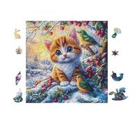 100 Piece Jigsaw Puzzle for Adults Chat avec Un Oiseau 28x28cm Premium Voituredboard Tight Seamless Fit No Bending Tearing Long Lasting Durable Use Gift