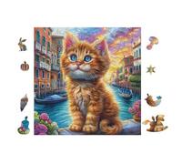100 Piece Jigsaw Puzzle for Adults Chat in Canaux de Venise 28x28cm Intermediate Level Puzzle for Skill Improvement Great for Logical Thinking Training Gift