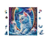 100 Piece Jigsaw Puzzle for Adults Chat in Mirror avec des Fleurs 28x28cm Stress Relief Anxiety Reduction Puzzle Perfect for Office Workers Daily Unwind After Long Work Hours