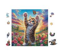 100 Piece Jigsaw Puzzle for Adults Chat Playing with Butterfly 28x28cm Relaxing Hobby Puzzle Great for Daily Leisure Time Reduce Stress Improve Mood Daily Gift