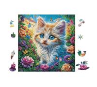 100 Piece Jigsaw Puzzle for Adults Chat with Blue Eyes 28x28cm Intermediate Level Puzzle Great for Skill Improvement Logical Reasoning Training Brain Exercise