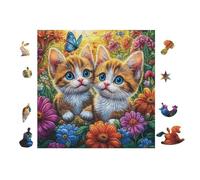 100 Piece Jigsaw Puzzle for Adults Chatons with Butterflies 28x28cm Stress Relief Anxiety Reduction Puzzle Perfect for Office Workers Daily Unwind After Long Work Hours