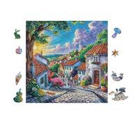 100 Piece Jigsaw Puzzle for Adults Chemin de Village 28x28cm Framable Wall Art for Bedroom Living Room Office Unique Decor Great for Art Lovers Gift