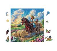 100 Piece Jigsaw Puzzle for Adults Cheval et charrette 28x28cm 14+s Friendly Puzzle Great for Parent-14+ Interaction Improve 14+ren's Concentration Patience