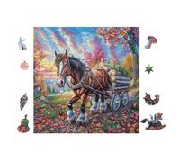 100 Piece Jigsaw Puzzle for Adults Cheval et charrette 28x28cm Relaxing Hobby Puzzle Great for Daily Leisure Time Reduce Stress Improve Mood Daily Gift