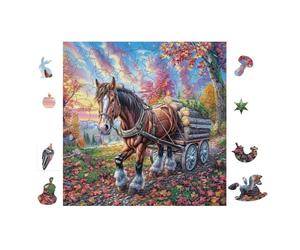 100 Piece Jigsaw Puzzle for Adults Cheval et charrette 28x28cm Relaxing Hobby Puzzle Great for Daily Leisure Time Reduce Stress Improve Mood Daily Gift