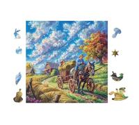 100 Piece Jigsaw Puzzle for Adults Cheval et charrette 28x28cm Universal Puzzle for All Occasions Home Decor Family Fun Stress Relief All in One Gift