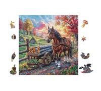 100 Piece Jigsaw Puzzle for Adults Cheval et charrette Meadow 28x28cm Beginner Level Puzzle for New Players Easy Assembly Smooth Experience All Ages Friendly Gift