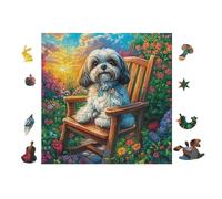 100 Piece Jigsaw Puzzle for Adults Chiot Caniche on Chair 28x28cm Holiday Party Activity Perfect for Christmas New Year Gathering Family Friends Fun Timegift