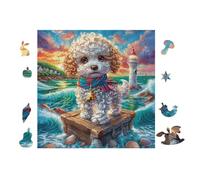 100 Piece Jigsaw Puzzle for Adults Chiot Caniche with LightMaison 28x28cm Maisonwarming Gift Idea Elegant Wall Decor for New Home Easy Assembly for Teens Adults Beginners