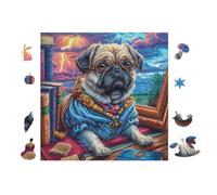 100 Piece Jigsaw Puzzle for Adults Chiot Carlin in Blue Outfit 28x28cm High Difficulty Puzzle for Advanced Players Great for Skill Training Challenge Yourself Gift