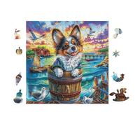 100 Piece Jigsaw Puzzle for Adults Chiot Corgi in Barrel 28x28cm High Difficulty Puzzle for Advanced Players Great for Skill Training Challenge YoursLutin Gift