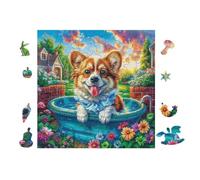 100 Piece Jigsaw Puzzle for Adults Chiot Corgi in Chauve-sourishtub 28x28cm Stress Relief Anxiety Rougeuction Puzzle Perfect for Office Workers Daily Unwind After Long Work Hours