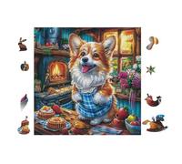 100 Piece Jigsaw Puzzle for Adults Chiot Corgi in Cozy Chalet 28x28cm Christmas Ideal for Indoor Activities Rainy Days Weekends Family Time Together Fun Hobby