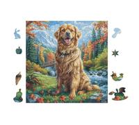 100 Piece Jigsaw Puzzle for Adults Chiot Golden Retriever 28x28cm Expert Level Challenging Puzzle Great for Collectors Logical Thinking Skill Improvement Brain Training