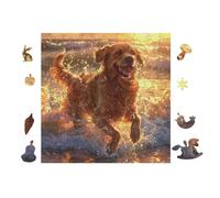 100 Piece Jigsaw Puzzle for Adults Chiot Golden Retriever 28x28cm Expert Level Challenging Puzzle Great for Collectors Logical Thinking Skill Improvement Brain Training
