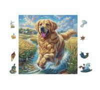 100 Piece Jigsaw Puzzle for Adults Chiot Golden Retriever 28x28cm High Difficulty Puzzle for Advanced Players Great for Skill Training Challenge YoursLutin Gift