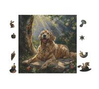 100 Piece Jigsaw Puzzle for Adults Chiot Golden Retriever 28x28cm High Precision Cut Puzzle Perfect Seamless Fit No Gaps Smooth Assembly Experience Gift