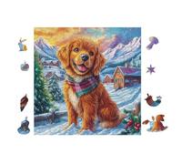 100 Piece Jigsaw Puzzle for Adults Chiot Golden Retriever 28x28cm Intermediate Level Puzzle Great for Skill Improvement Logical Reasoning Training Brain Exercise