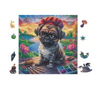 100 Piece Jigsaw Puzzle for Adults Chiot Voiturelin in Beret with Palette 28x28cm Eco-Friendly Safe Puzzle Non-Toxic Material Perfect for Family Use All Ages Friendly Gift