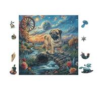 100 Piece Jigsaw Puzzle for Adults Chiot Voiturelin in Moonlight Forêt 28x28cm Stress Relief Anxiety Reduction Puzzle Perfect for Office Workers Daily Unwind After Long Work Hours