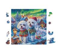 100 Piece Jigsaw Puzzle for Adults Chiots in Sweaters 28x28cm Christmas Ideal for Indoor Activities Rainy Days Weekends Family Time Together Fun Hobby