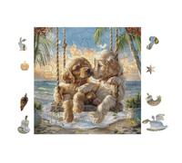 100 Piece Jigsaw Puzzle for Adults Chiots on Plage Tropicale 28x28cm Stress Relief Anxiety Rougeuction Puzzle Perfect for Office Workers Daily Unwind After Long Work Hours