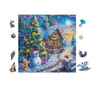 100 Piece Jigsaw Puzzle for Adults Christmas Chalet with SnowHomme 28x28cm High Difficulty Challenging Puzzle Great for Advanced Players Strong Sense of Accomplishment