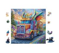 100 Piece Jigsaw Puzzle for Adults Colorful Camion on Road 28x28cm High Difficulty Challenging Puzzle Great for Advanced Players Strong Sense of Accomplishment