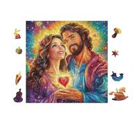 100 Piece Jigsaw Puzzle for Adults Couple avec Jésus 28x28cm Team Building Activity for Office Colleagues Fun Group Game Improve Cooperation Ability