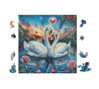 100 Piece Jigsaw Puzzle for Adults Couple de cygnes avec cœur 28x28cm Universal Puzzle for All Occasions Home Decor Family Fun Stress Relief All in One Gift