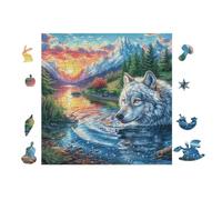 100 Piece Jigsaw Puzzle for Adults Couple de Loups 28x28cm Art Therapy Puzzle Great for Mental Health Stress Relief Emotional Regulation Relaxation Gift