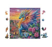 100 Piece Jigsaw Puzzle for Adults Dragon avec des Ailes Arc-en-Ciel 28x28cm Christmas Ideal for Indoor Activities Rainy Days Weekends Family Time Together Fun Hobby