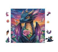100 Piece Jigsaw Puzzle for Adults Dragon avec Une Rose 28x28cm Graduation Gift for Students Great for Brain Training Relaxation After Long Time Study Gift