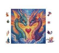 100 Piece Jigsaw Puzzle for Adults Dragons interagissant with Heart 28x28cm Stress Relief Anxiety Rougeuction Puzzle Perfect for Office Workers Daily Unwind After Long Work Hours
