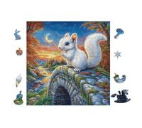 100 Piece Jigsaw Puzzle for Adults Écureuil in Moonlight Forêt 28x28cm Summer Holiday Activity Great for VaChation Travel Home Leisure Relaxing Hobby Time Gift