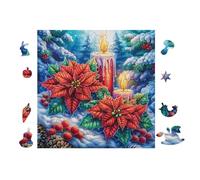100 Piece Jigsaw Puzzle for Adults Étoile de Noël with Candles 28x28cm Retirement Gift for Elderly Great for Brain Health Memory Training Leisure Time Activity Gift