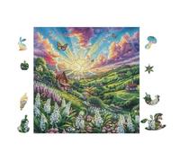 100 Piece Jigsaw Puzzle for Adults Farmland with Arc-en-Ciel 28x28cm Intermediate Level Puzzle Great for Skill Improvement Logical Reasoning Training Brain Exercise