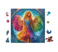 100 Piece Jigsaw Puzzle for Adults Fée Ange avec Ailes Arc-en-Ciel 28x28cm Stress Relief Anxiety Reduction Puzzle Perfect for Office Workers Daily Unwind After Long Work Hours