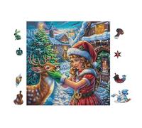100 Piece Jigsaw Puzzle for Adults Feeding ReinCerf at Christmas 28x28cm Beginner Level Puzzle for New Players Easy Assembly Smooth Experience All Ages Friendly Gift