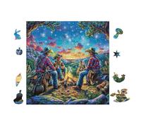 100 Piece Jigsaw Puzzle for Adults Feu de Camp de Cowboy 28x28cm Intermediate Level Puzzle for Skill Improvement Great for Logical Thinking Training Gift