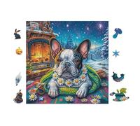 100 Piece Jigsaw Puzzle for Adults French BullChien in Cozy Chalet 28x28cm High Difficulty Puzzle for Advanced Players Great for Skill Training Challenge YoursLutin Gift