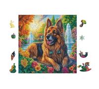 100 Piece Jigsaw Puzzle for Adults German Shepherd Jardin de Fleurs 28x28cm Christmas Ideal for Indoor Activities Rainy Days Weekends Family Time Together Fun Hobby