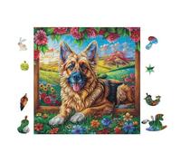 100 Piece Jigsaw Puzzle for Adults German Shepherd Jardin de Fleurs 28x28cm Christmas Ideal for Indoor Activities Rainy Days Weekends Family Time Together Fun Hobby