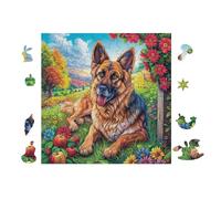 100 Piece Jigsaw Puzzle for Adults German Shepherd Jardin de Fleurs 28x28cm Precision Cut Tight Fit No Burrs Perfect for Family Bonding Parent-14+ Interactive Game Holiday Indoor