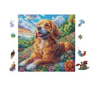 100 Piece Jigsaw Puzzle for Adults Golden Retriever 28x28cm Retirement Gift for Elderly Great for Brain Health Memory Training Leisure Time Activity Gift