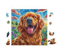 100 Piece Jigsaw Puzzle for Adults Golden Retriever dans la forêt 28x28cm Expert Level Challenging Puzzle Great for Collectors Logical Thinking Skill Improvement Brain Training
