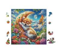 100 Piece Jigsaw Puzzle for Adults Hamster avec la Lune 28x28cm Expert Level Challenging Puzzle Great for Collectors Logical Thinking Skill Improvement Brain Training