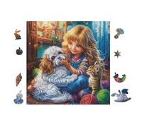 100 Piece Jigsaw Puzzle for Adults Hugging Chien 28x28cm Graduation Gift for Students Great for Brain Training Relaxation After Long Time Study Gift