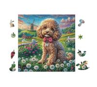 100 Piece Jigsaw Puzzle for Adults Jardin de Chiot Caniche 28x28cm Winter Holiday Indoor Activity Perfect for Cold Days Family Time Together Fun Hobby Gift